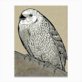 Budgerigar Linocut Bird Canvas Print