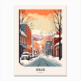 Vintage Winter Travel Poster Oslo Norway 3 Canvas Print