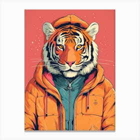 Tiger Illustrations Wearing A Windbreaker 3 Canvas Print