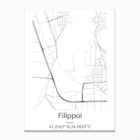 Filippoi,Greece Minimalist Map Canvas Print