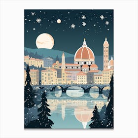 Winter Travel Night Illustration Florence Italy 4 Canvas Print