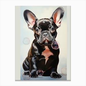 French Bulldog With Bubbles Canvas Print