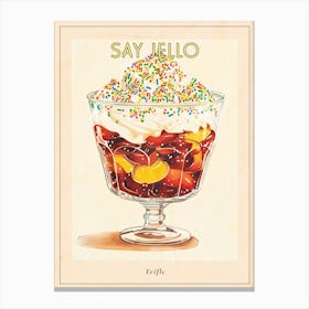 Retro Trifle With Rainbow Sprinkles Vintage Cookbook Inspired 3 Poster Canvas Print