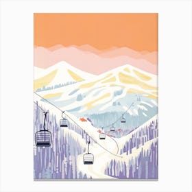 Banff Sunshine Village   Alberta, Canada, Ski Resort Pastel Colours Illustration 1 Canvas Print