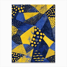 Blue And Yellow Polka Dots 1 Canvas Print