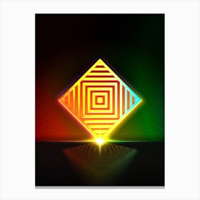 Neon Geometric Glyph in Watermelon Green and Red on Black n.0414 Canvas Print