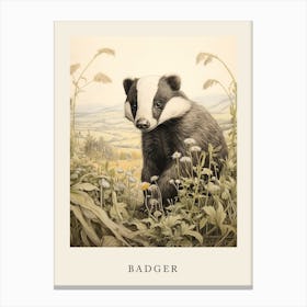 Beatrix Potter Inspired  Animal Watercolour Badger 1 Canvas Print