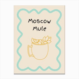 Moscow Mule Doodle Poster Teal & Orange Canvas Print