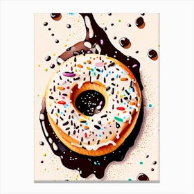 Bite Sized Bagel Pieces Dipped In Melted Chocolate And Sprinkles Marker Art 4 Canvas Print