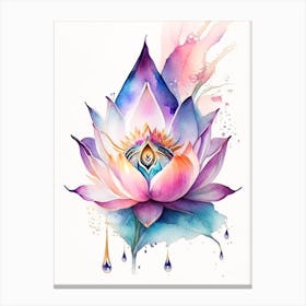 Lotus Flower, Symbol, Third Eye Watercolour 4 Canvas Print