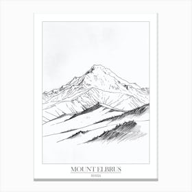Mount Elbrus Russia Line Drawing 4 Poster Canvas Print