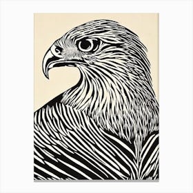 Red Tailed Hawk Linocut Bird Canvas Print
