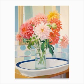 A Vase With Dahlia, Flower Bouquet 2 Canvas Print