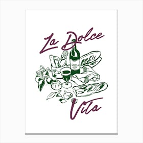 Cheese Board & Wine Glass La Dolce Vita Poster, Italian Wall Art Decor, Aperitif Gift, Ciao Bella, French Wine Canvas Print