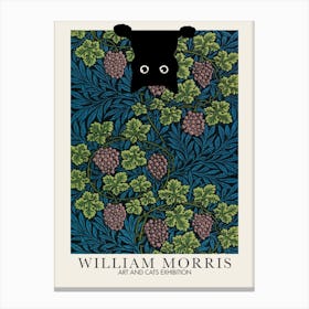 William Morris Peekaboo Cat Vine Flower Botanical Canvas Print