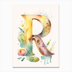 R  Letter, Alphabet Storybook Watercolour 3 Canvas Print
