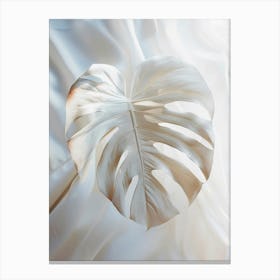 white Monstera Leaf Canvas Print