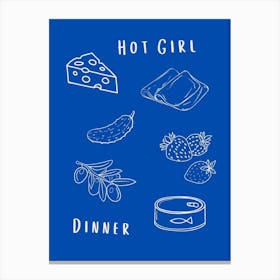 Hot Girl Dinner Blue Canvas Print