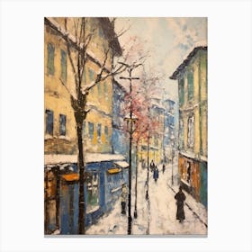 Vintage Winter Painting Zurich Switzerland 1 Canvas Print