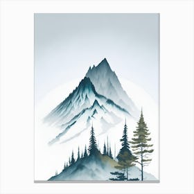 Mountain And Forest In Minimalist Watercolor Vertical Composition 19 Canvas Print