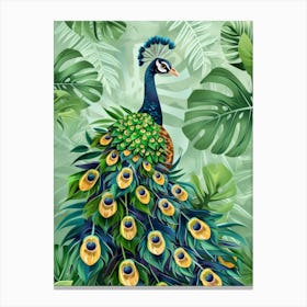 Peacock In The Jungle 1 Canvas Print