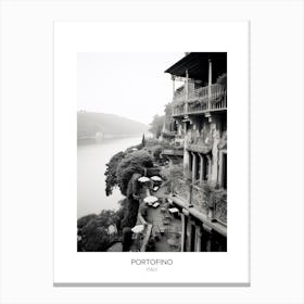 Poster Of Portofino, Italy, Black And White Photo 2 Canvas Print