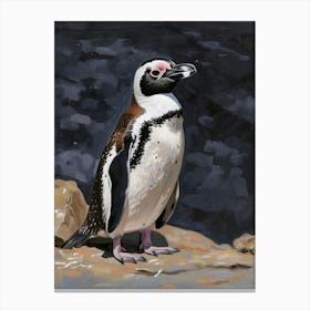 African Penguin Petermann Island Oil Painting 3 Canvas Print