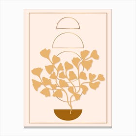 Golden Ginkgo Tree Shabby Chic Boho Botanical Canvas Print