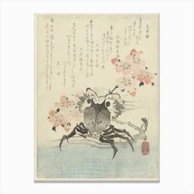 Crab And Flowers, Katsushika Hokusai Canvas Print