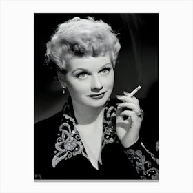 Portrait Of Actress Lucille Ball Smoking Canvas Print