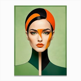 Geometric Woman Portrait Pop Art (23) Canvas Print