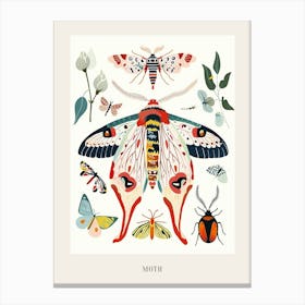 Colourful Insect Illustration Moth 10 Poster Canvas Print