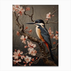 Dark And Moody Botanical Kingfisher 4 Canvas Print