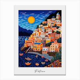 Poster Of Postiano, Italy, Illustration In The Style Of Pop Art 4 Canvas Print