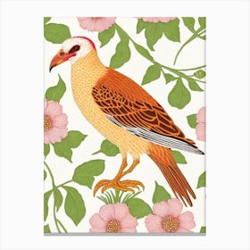 Crested Caracara William Morris Style Bird Canvas Print