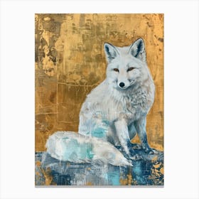Arctic Fox Gold Effect Collage 4 Canvas Print