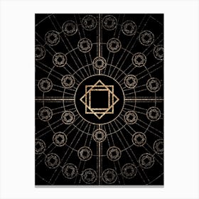 Geometric Glyph Radial Array in Glitter Gold on Black n.0433 Canvas Print