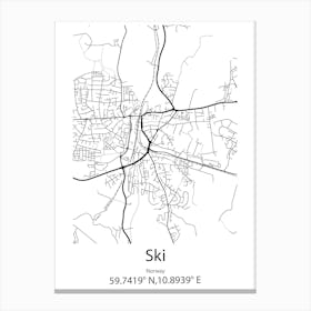 Ski,Norway Minimalist Map Canvas Print