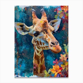 Floral Textured Giraffe 3 Canvas Print