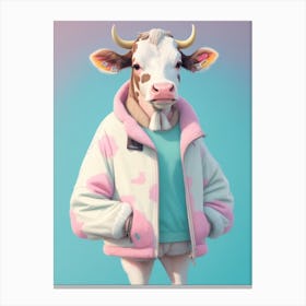 Cow Wearing Jacket Canvas Print