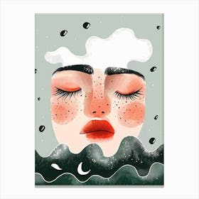 Illustration Of A Woman In The Sea Canvas Print