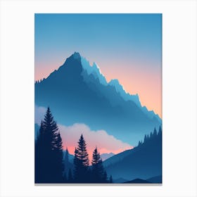 Misty Mountains Vertical Composition In Blue Tone 204 Canvas Print