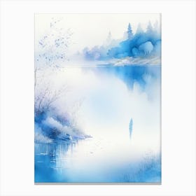 Blue Lake Landscapes Waterscape Gouache 3 Canvas Print