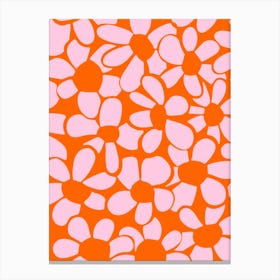 Pink and orange abstract flower art print Canvas Print