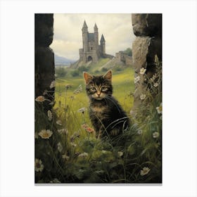 Cat In Front Of A Medieval Castle 3 Canvas Print