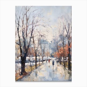 Winter City Park Painting Parc De La Tete D Or Lyon France 3 Canvas Print