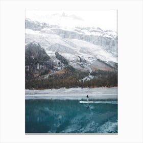 Paddle Board On Azure Lake Switzerland Canvas Print