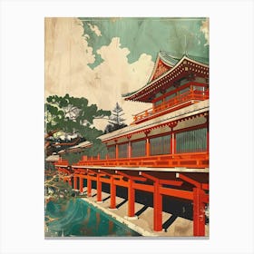 Shuri Castle Japan Mid Century Modern Canvas Print