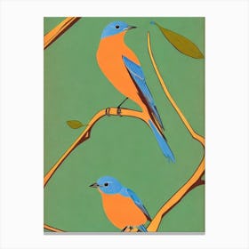 Eastern Bluebird Midcentury Illustration Bird Canvas Print