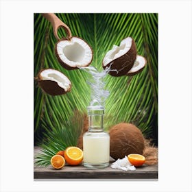 Coconut Juice Pouring From A Bottle Canvas Print